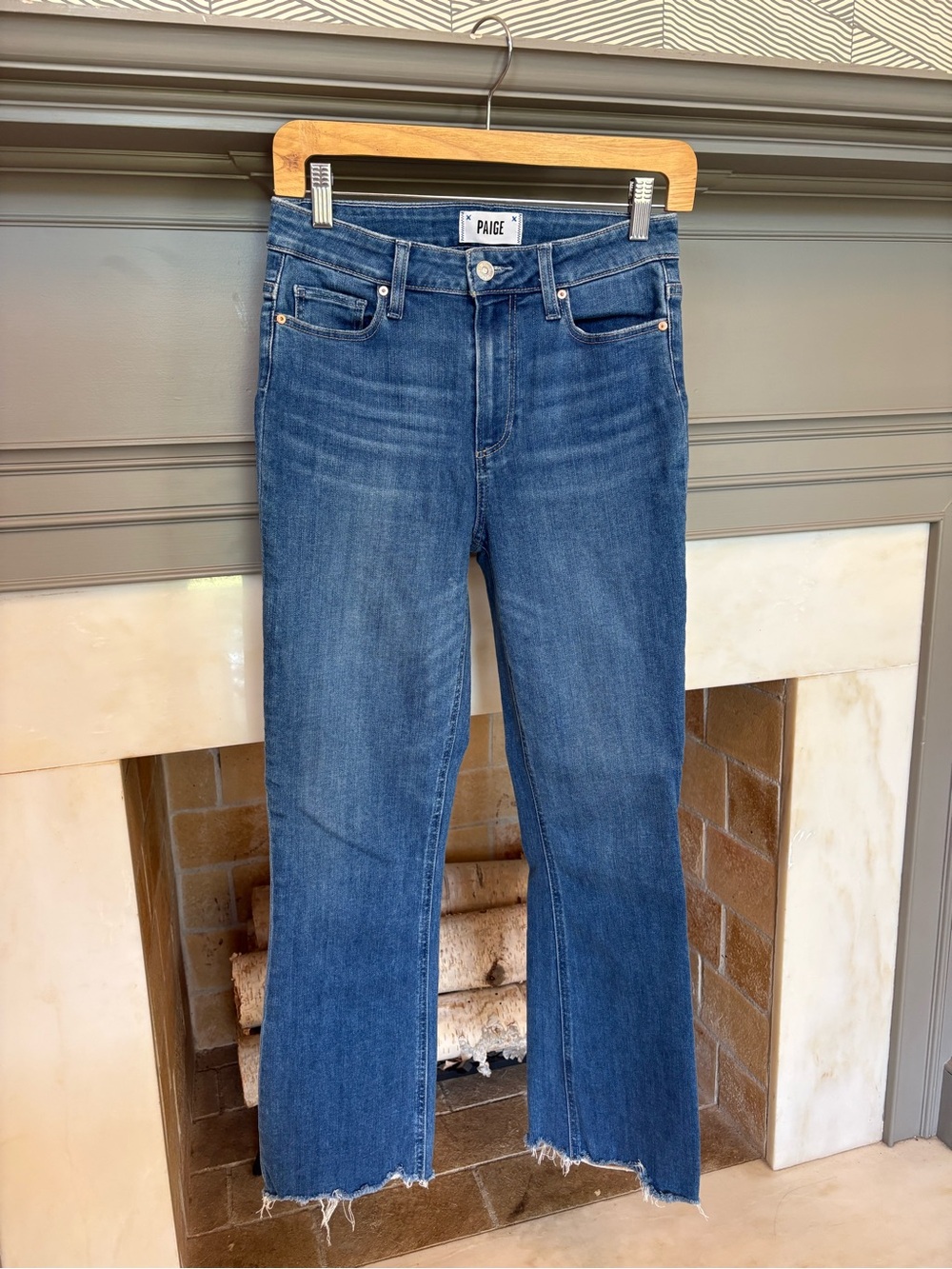 PAIGE Claudine high rise ankle flare jeans in Seine